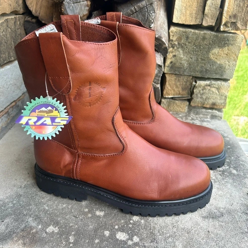 Men's Brown Leather steel toe work Boots Good Year Welt NWT Sz-29 (US 10.5) LocB
